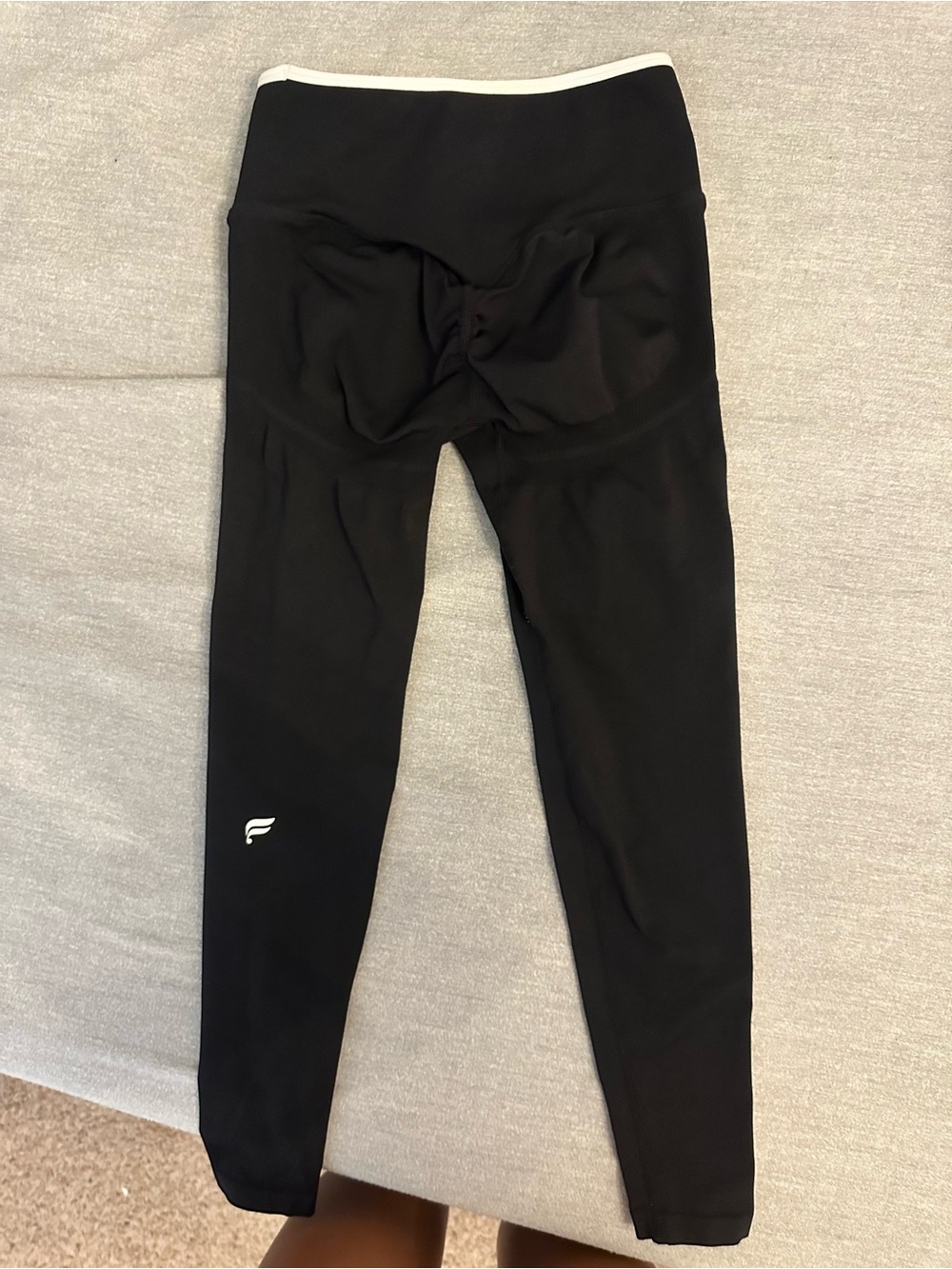 Fabletics Black Active Leggings with white Waistband worn once size xs